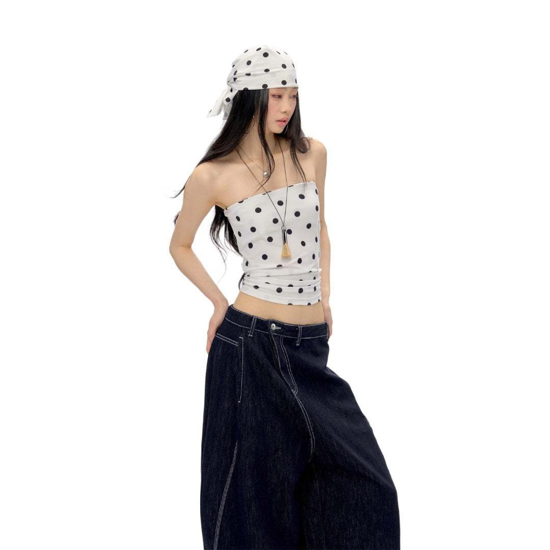 Front Print Strapless Top