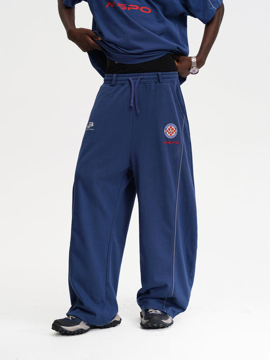 MASONPRINCE Embroidered Curved-Leg Sweatpants