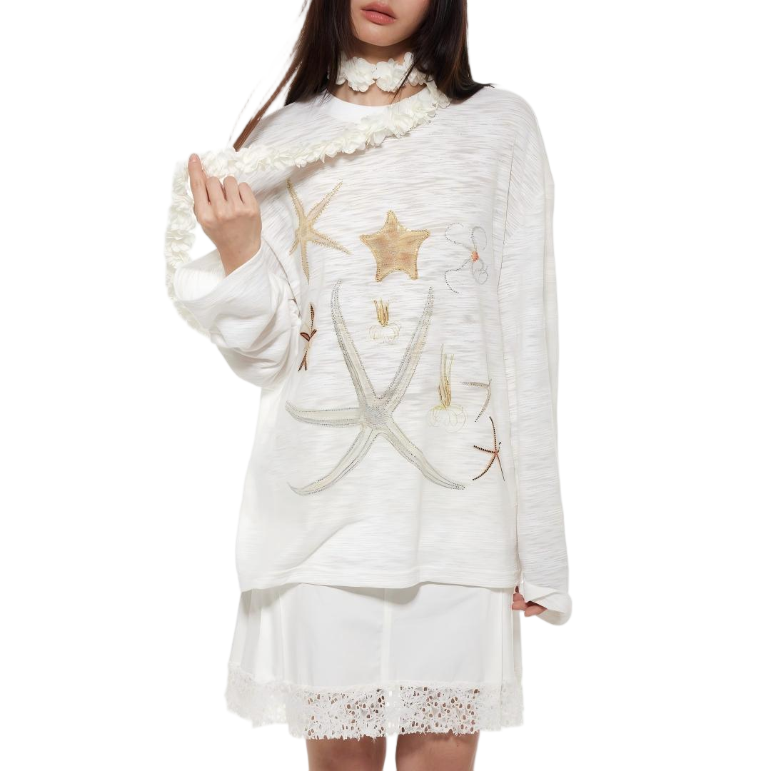 Rhinestone Graphic Oversized Long Sleeve Tee - view 4
