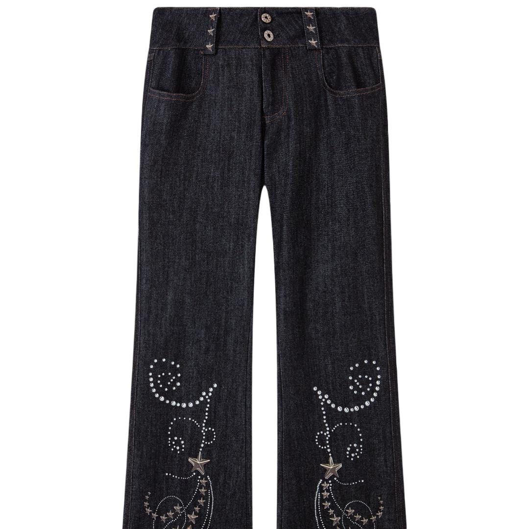 Y2K Subculture Graphic Slim Flare Jeans - view 4