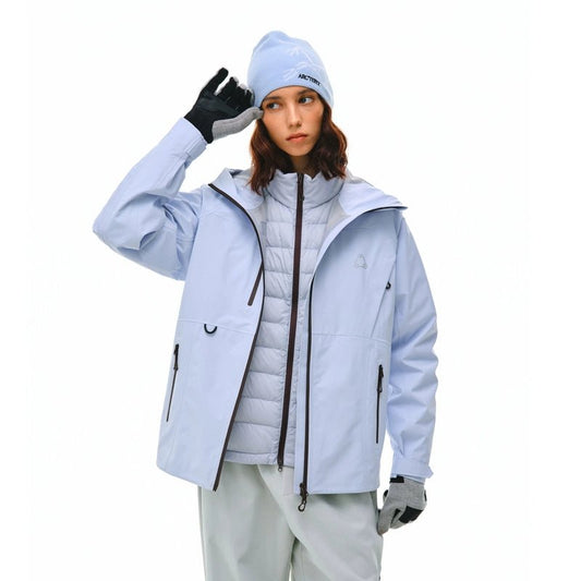 Women's color block storm jacket outfit - 3 in 1 ski waterproof pants goggles winter