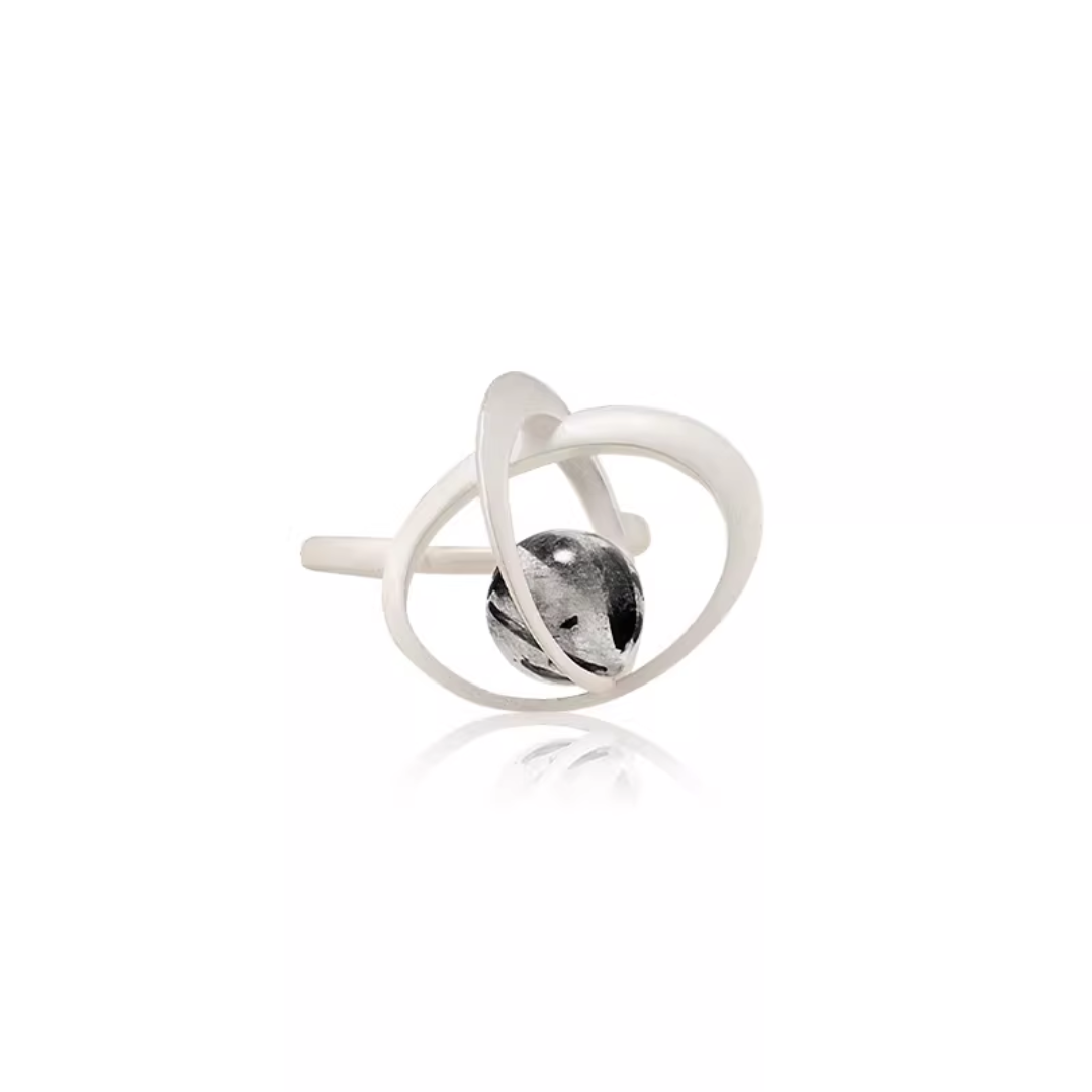Falling Star Double Bright Silver Ring