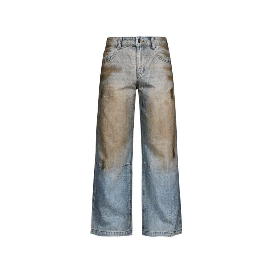 Vintage Wash Straight Leg Jeans