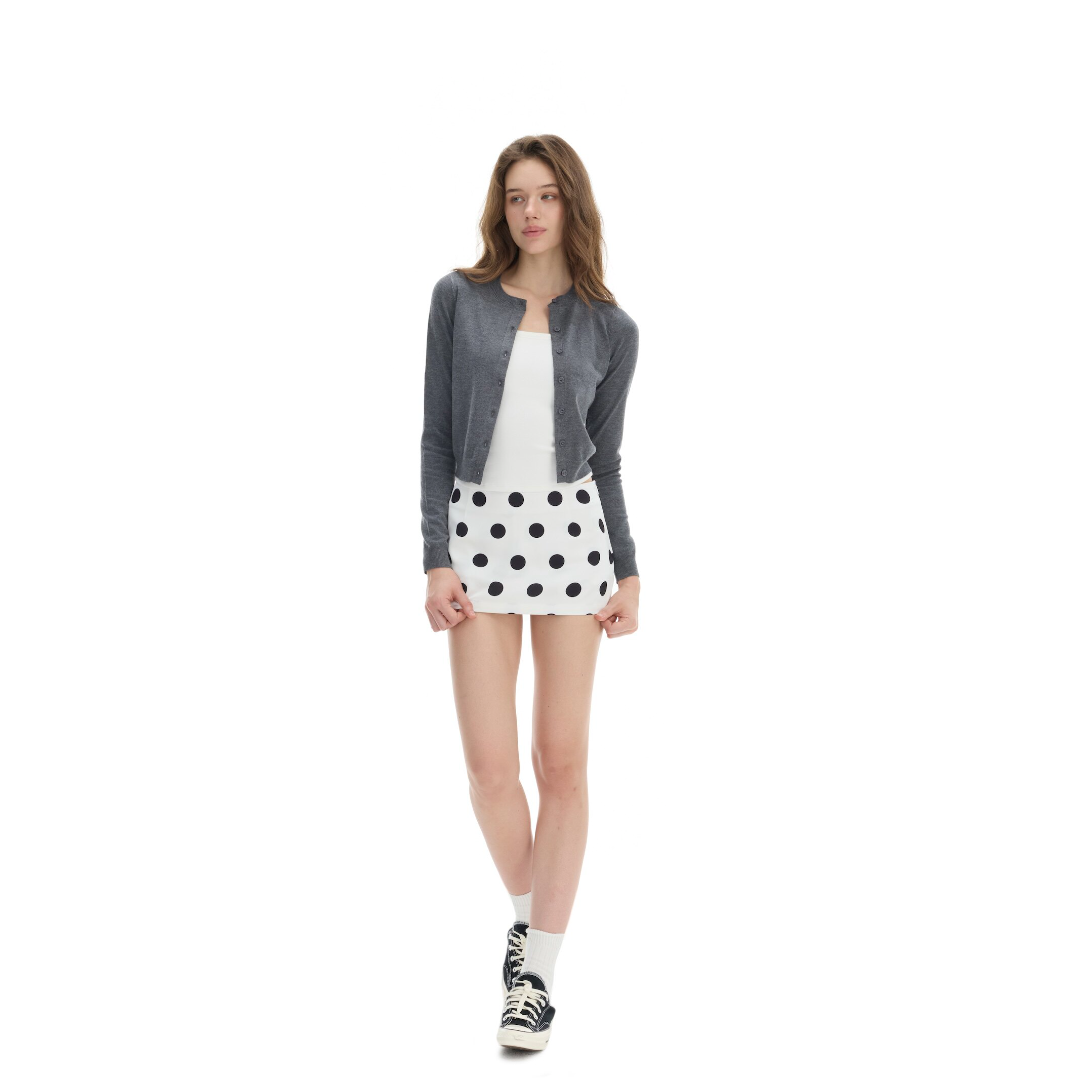 Low-Rise Polka Dot Satin Skirt