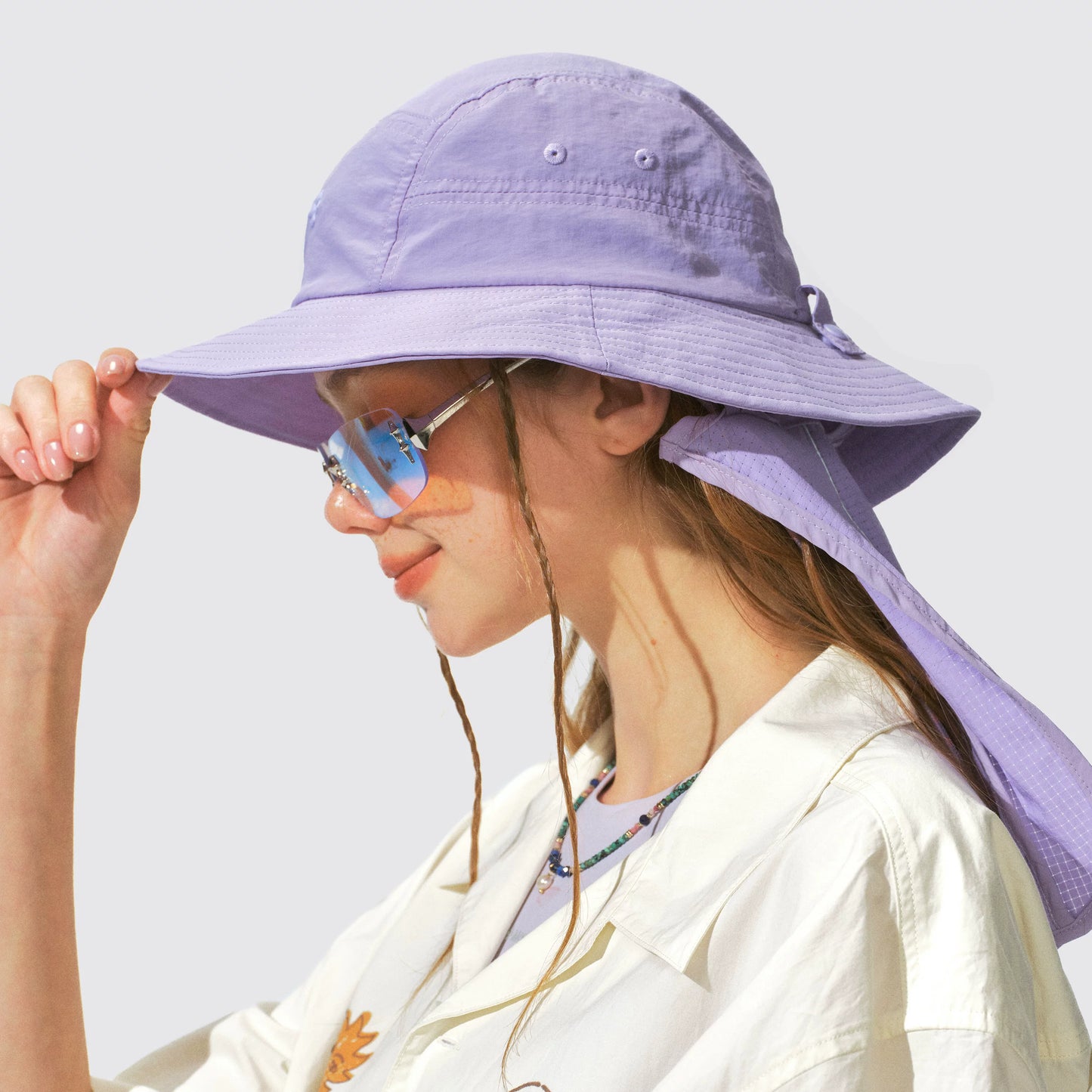 UPF 50+ Fishing Bucket Hat with Removable Neck Flap & Reflective Trim
