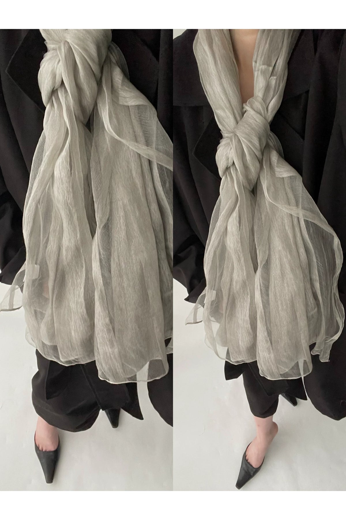 Light Gray Silk Cashmere Scarf product photo