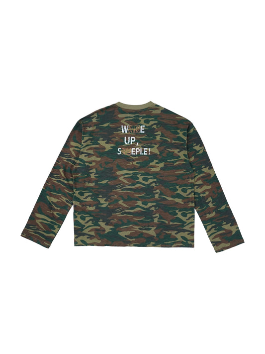 Vintage Graphic Long Sleeve T-Shirt, Camouflage back product view