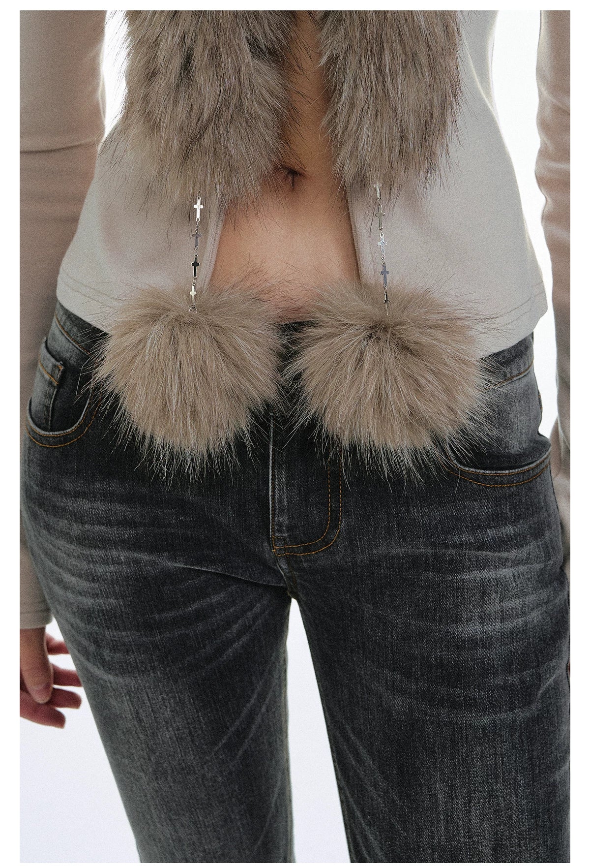 Faux-Fur Trim Knit Cardigan