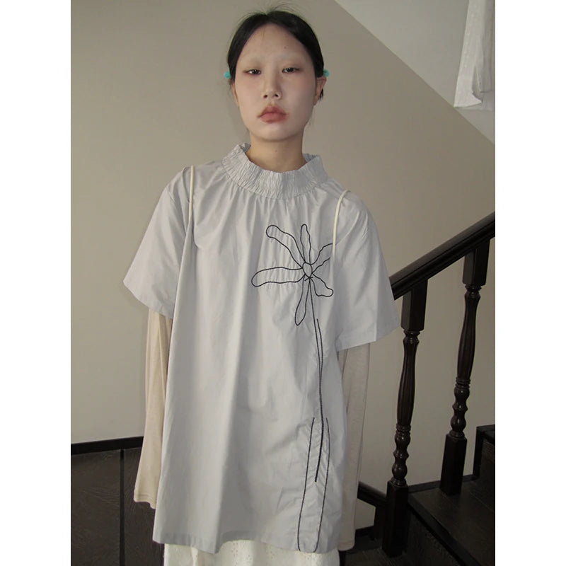 Embroidered Floral Short-Sleeve Tee