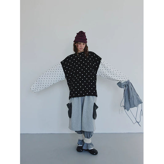 Star and Polka Dot Patchwork Long-Sleeve Top - view 2