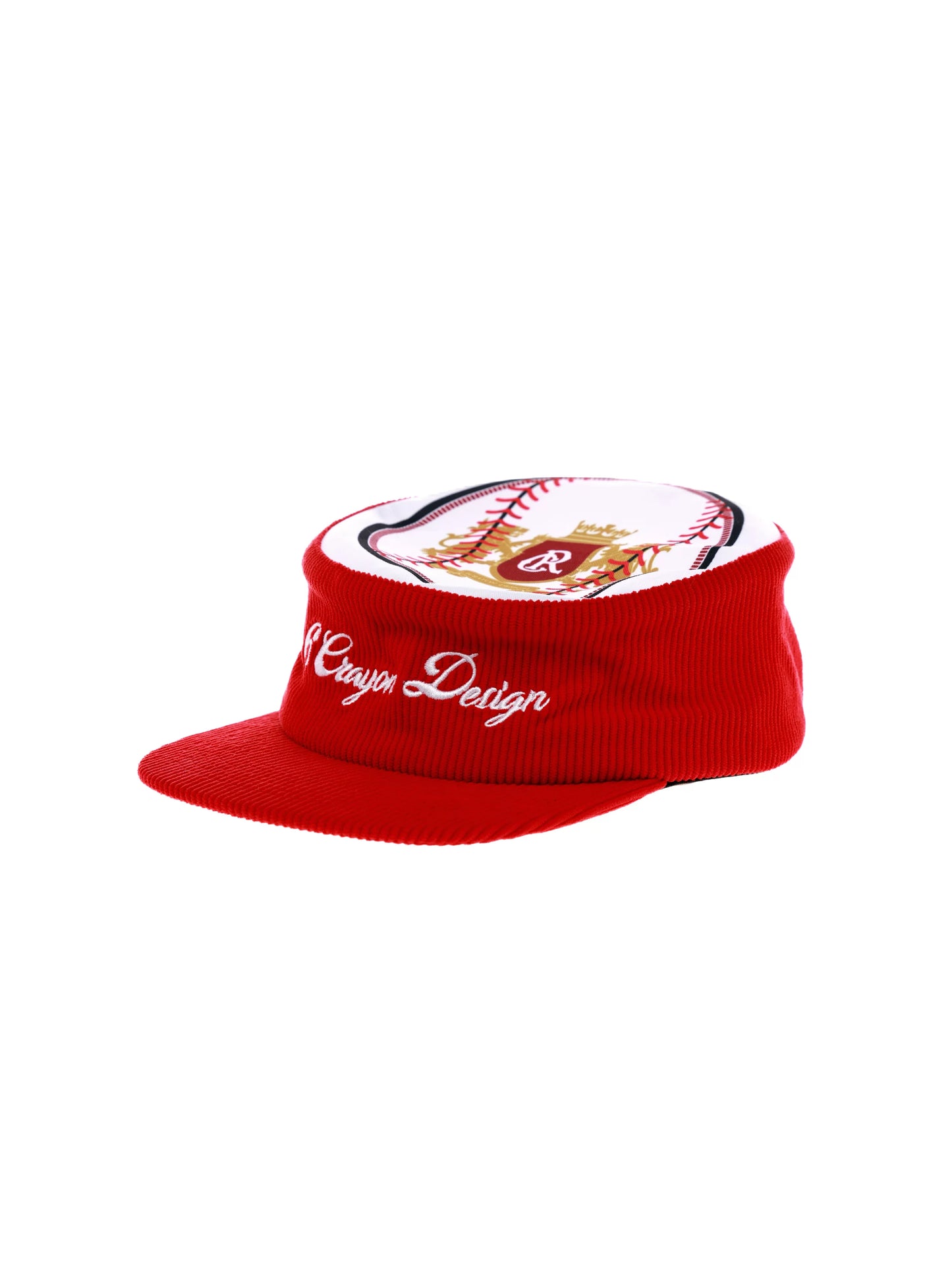 Red Corduroy Flat Top Baseball Cap
