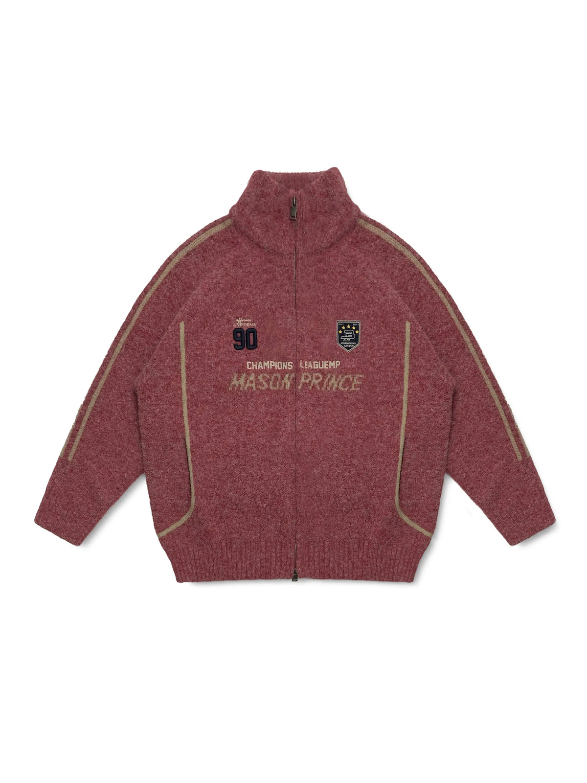 MASONPRINCE Contrast Piping Wool-Blend Zip Cardigan