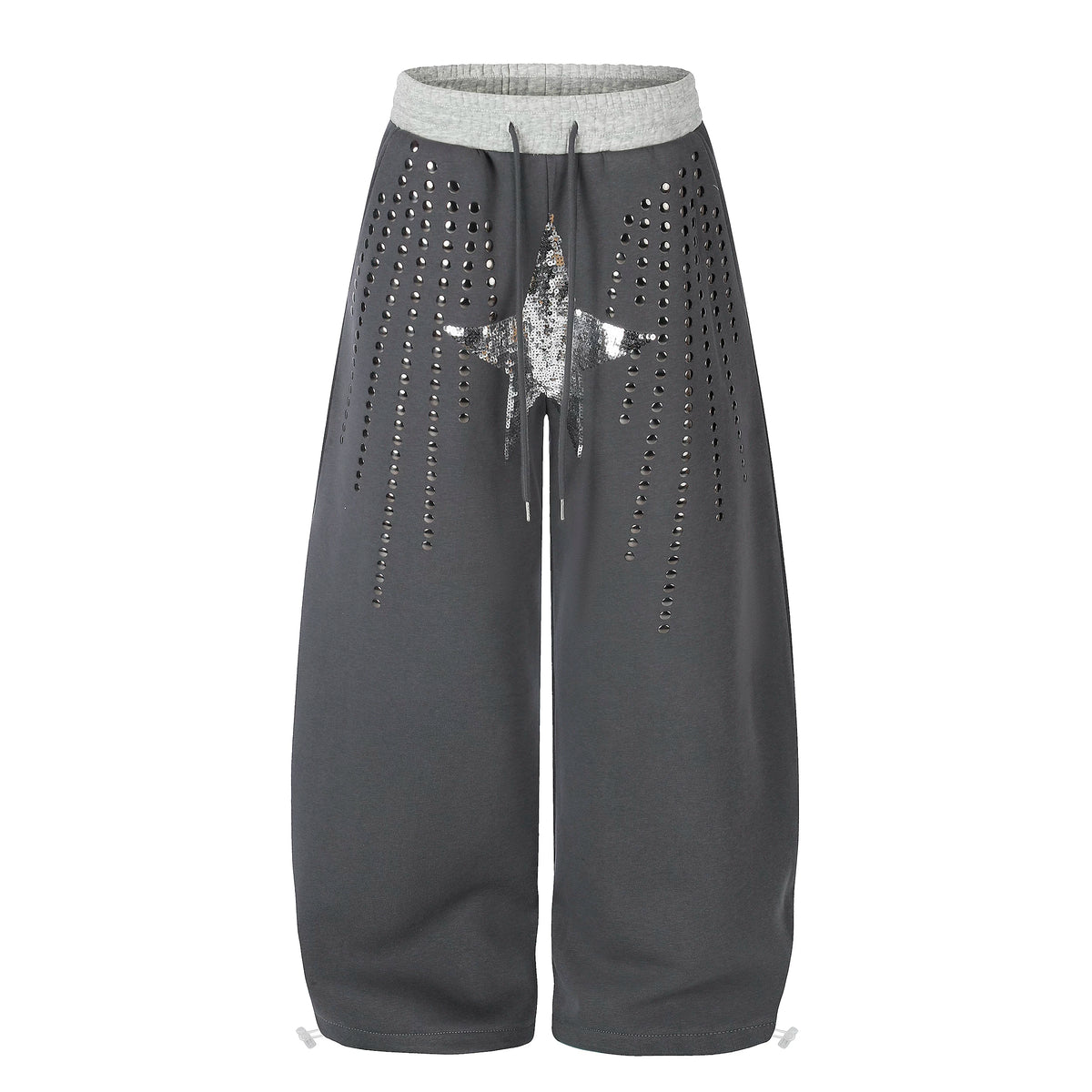 Sweathose mit weitem Bein und Nieten-Sternen