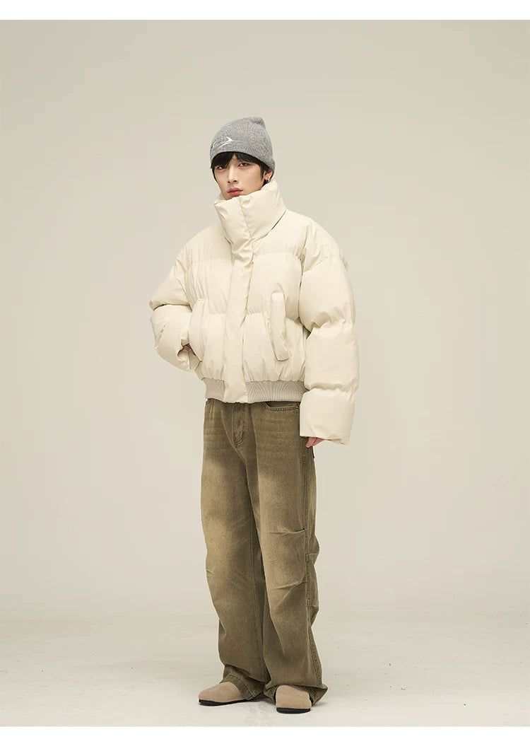 Men’s Short Puffer Jacket in light cream