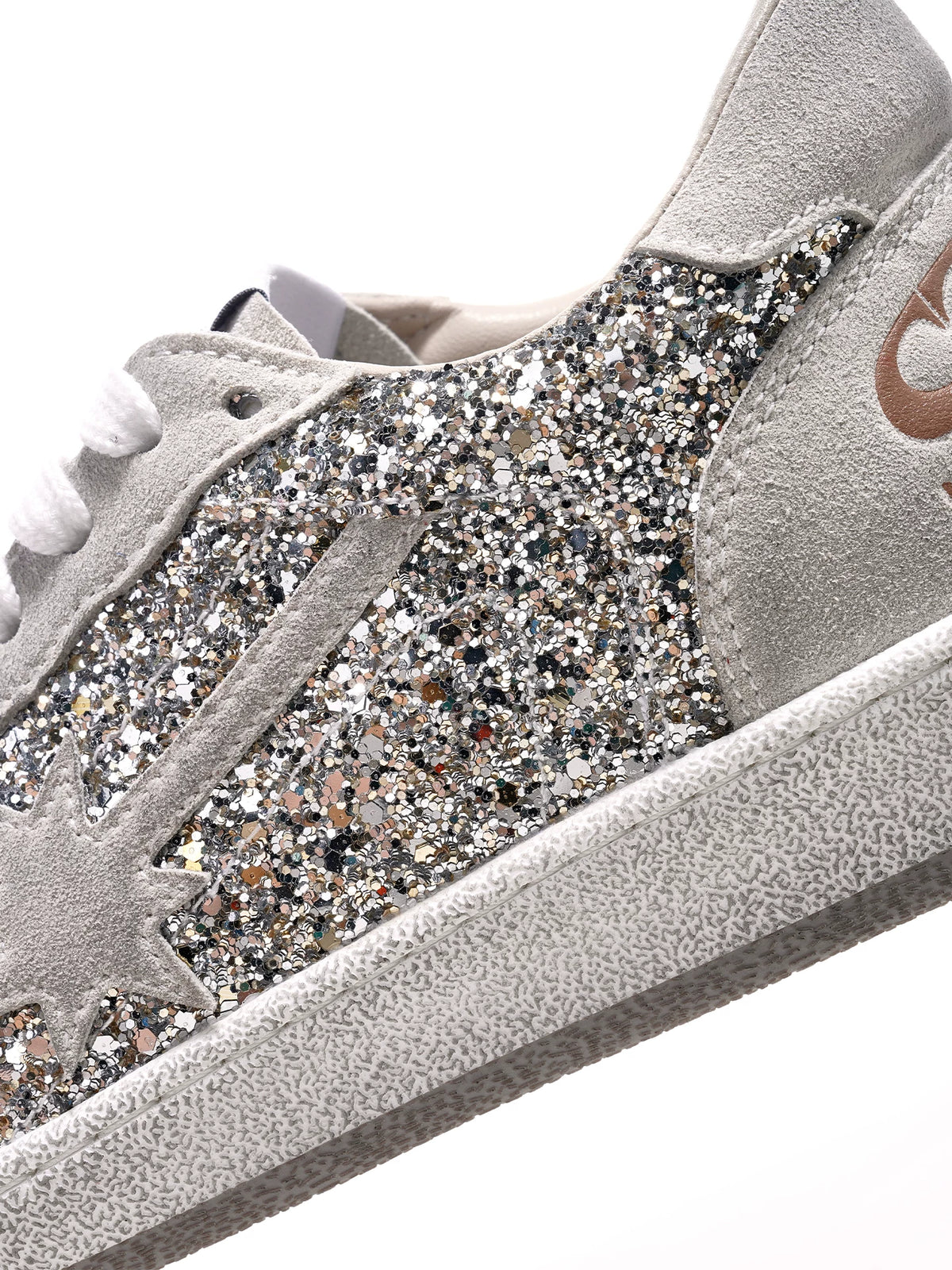 Graue Glitzer-Meteor-Distressed-Sneaker