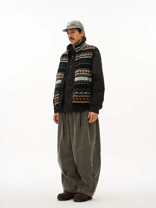 Washed Corduroy Balloon Trousers in brown product photo