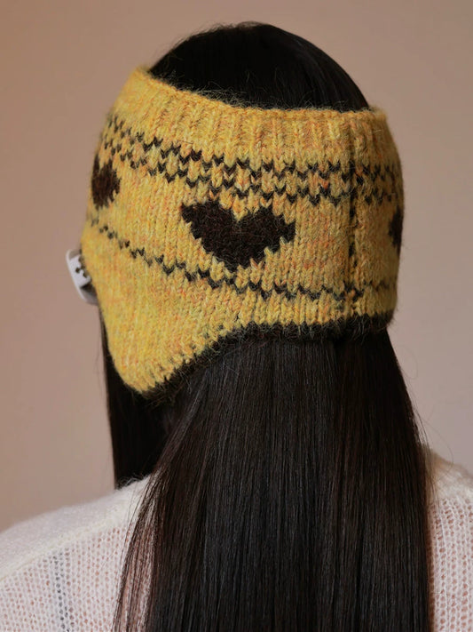 Heart Pattern Knit Earflap Headband product photo