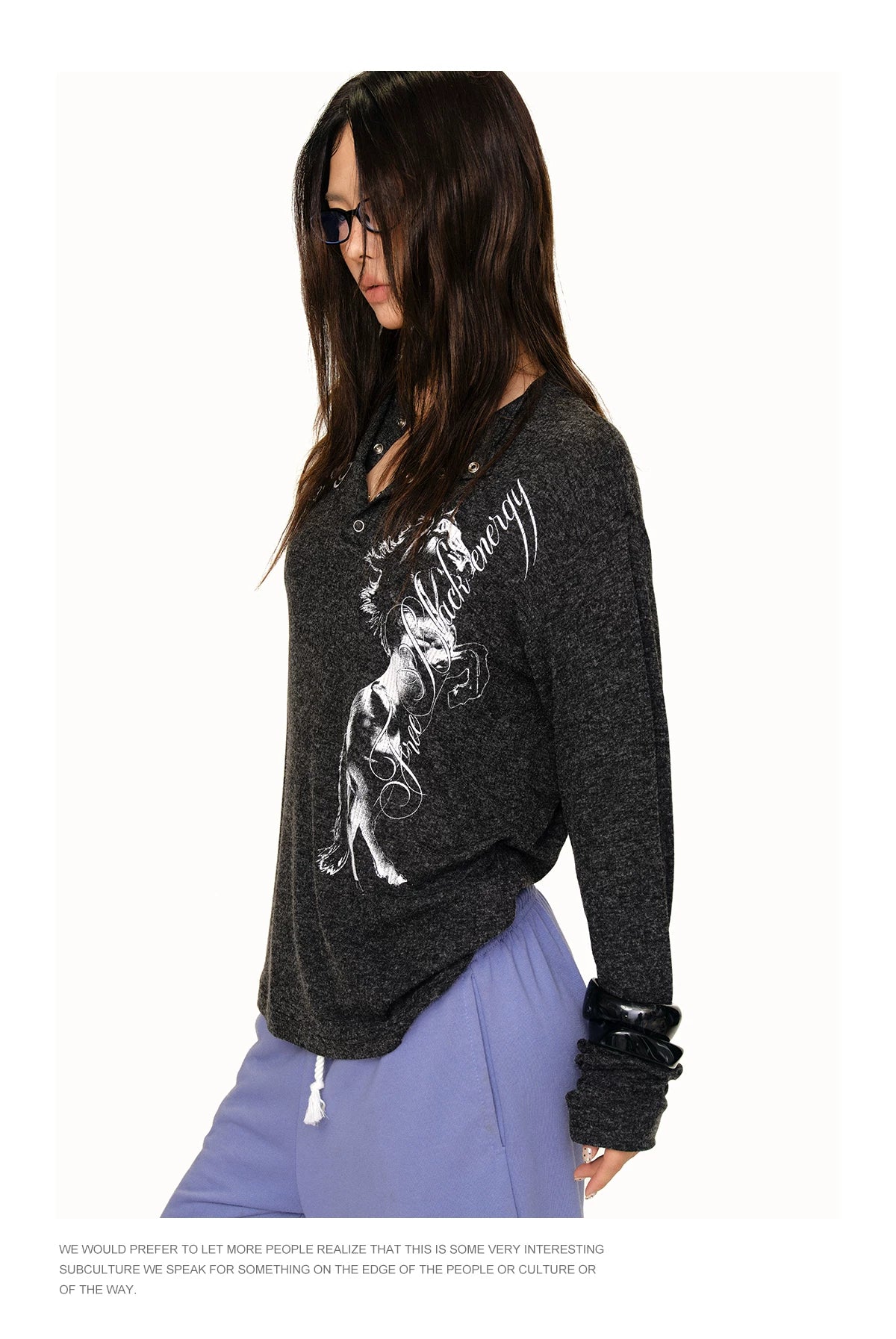 Graphic Henley Long Sleeve Shirt product photo