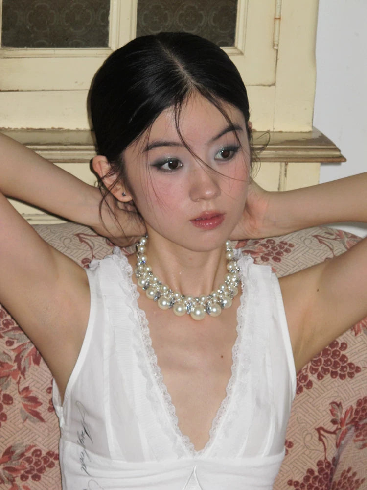 Vintage-Inspired Layered Pearl Necklace – French Minimalist Statement Choker