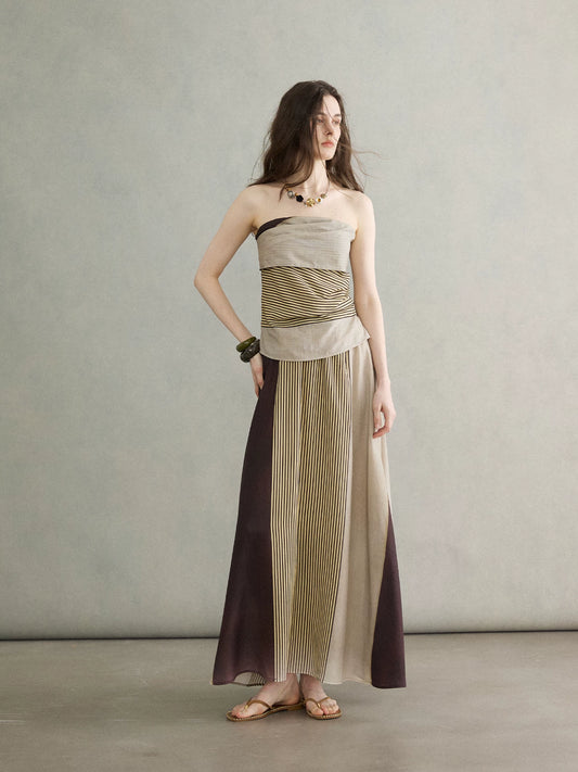 MOOFEEL Asymmetric Striped Skirt