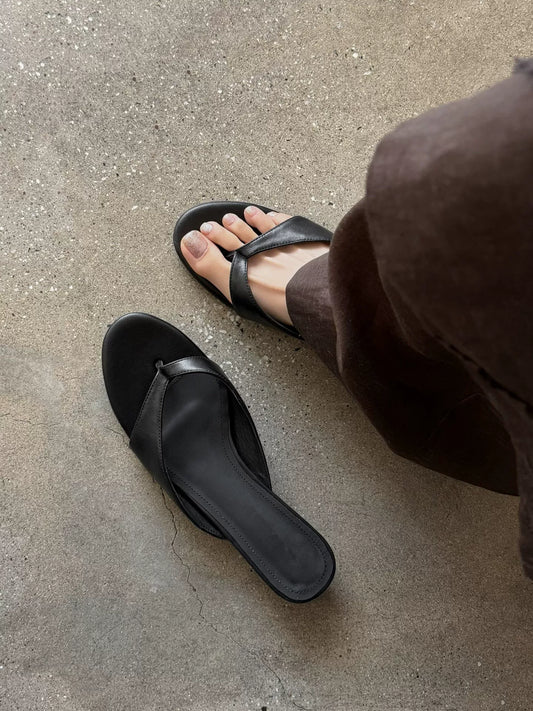 Black Korean wedge sandals