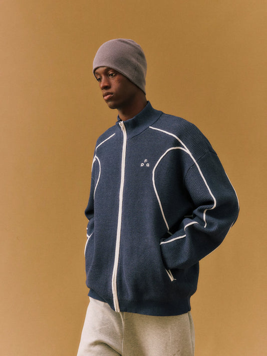 FPA Contrast Zip Waffle Sweater