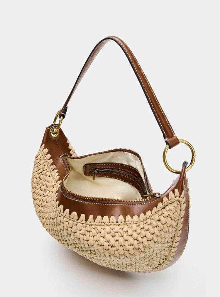 Woven Crescent Tote Bag detail 9