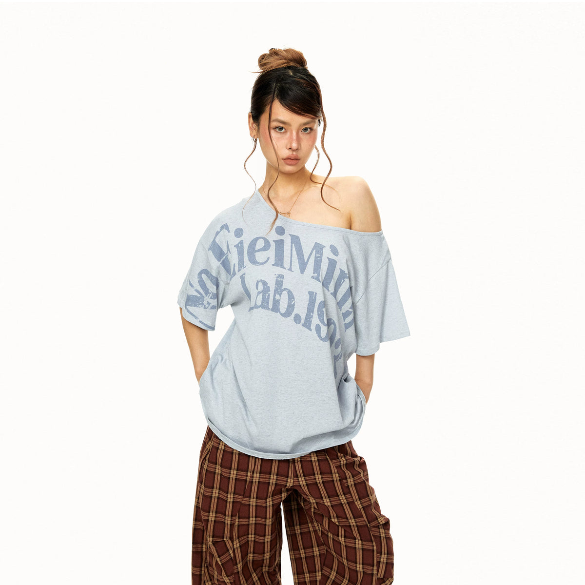 Off Shoulder Graphic T Shirt product view