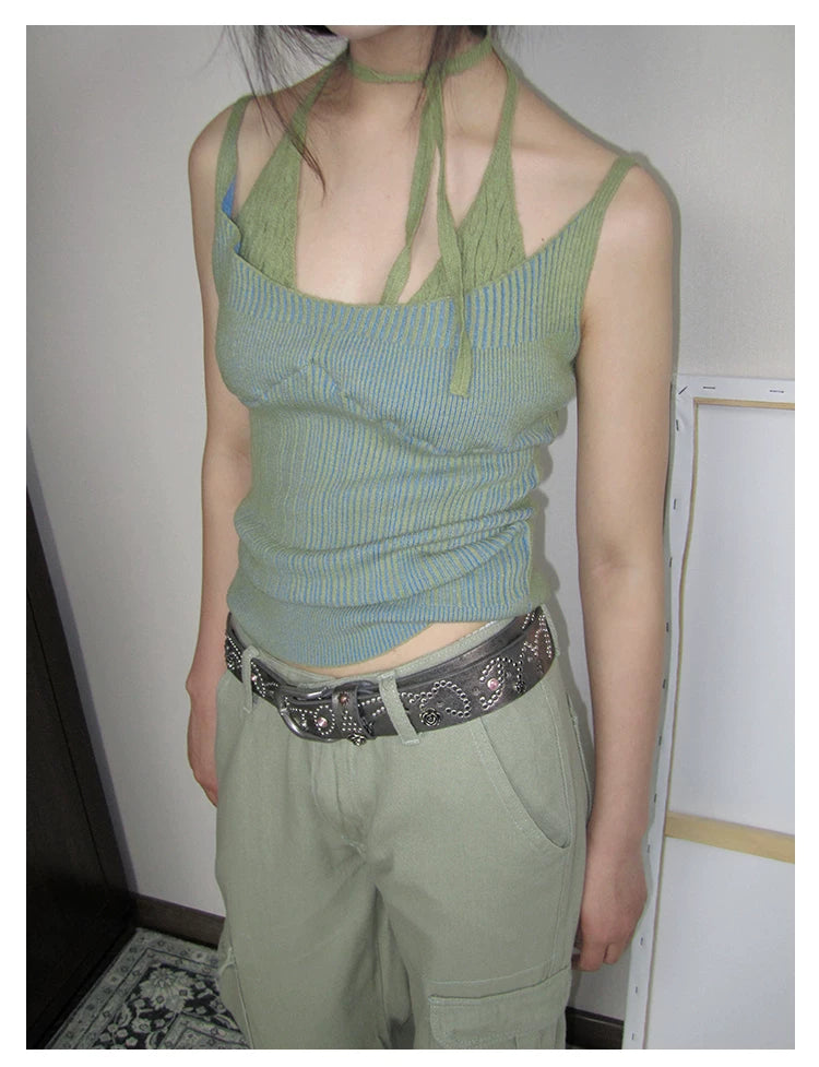 Cropped Knit Racerback Vest Top