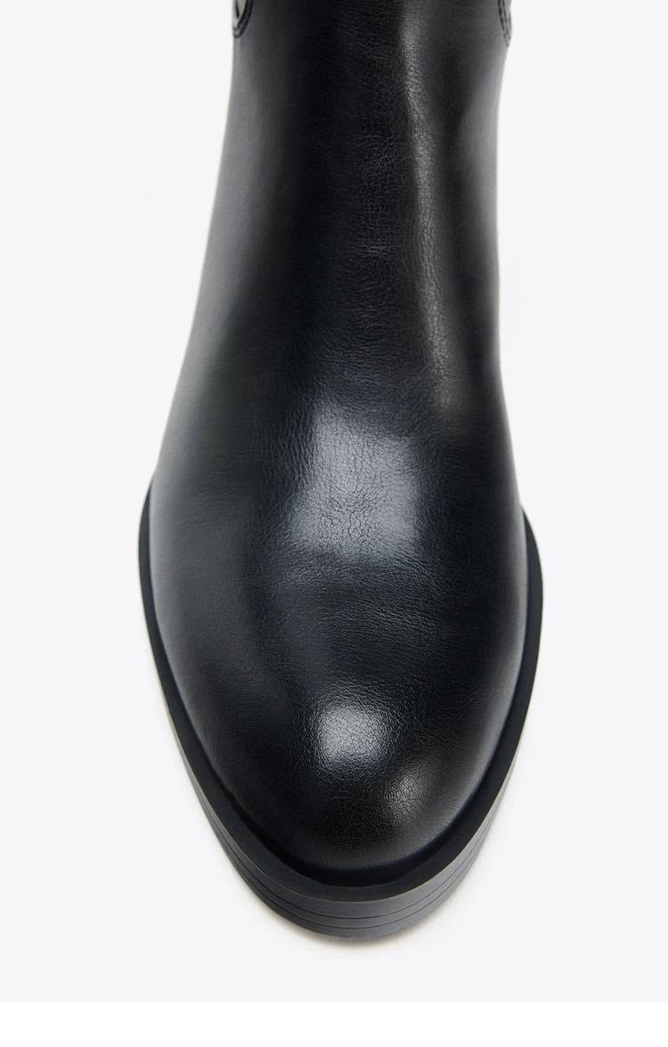 Women's Buckle Block Heel Riding Knee-High Boots