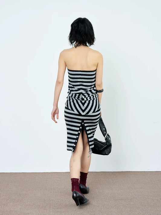TROPICEYE Stripe Knit Fishtail Skirt