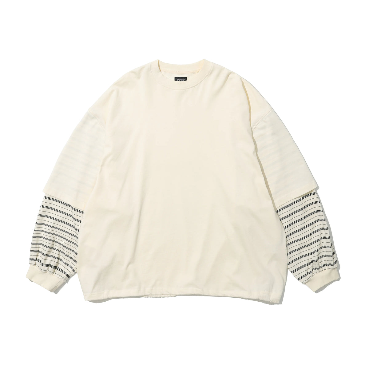 Striped Layered Long Sleeve T-Shirt in ivory