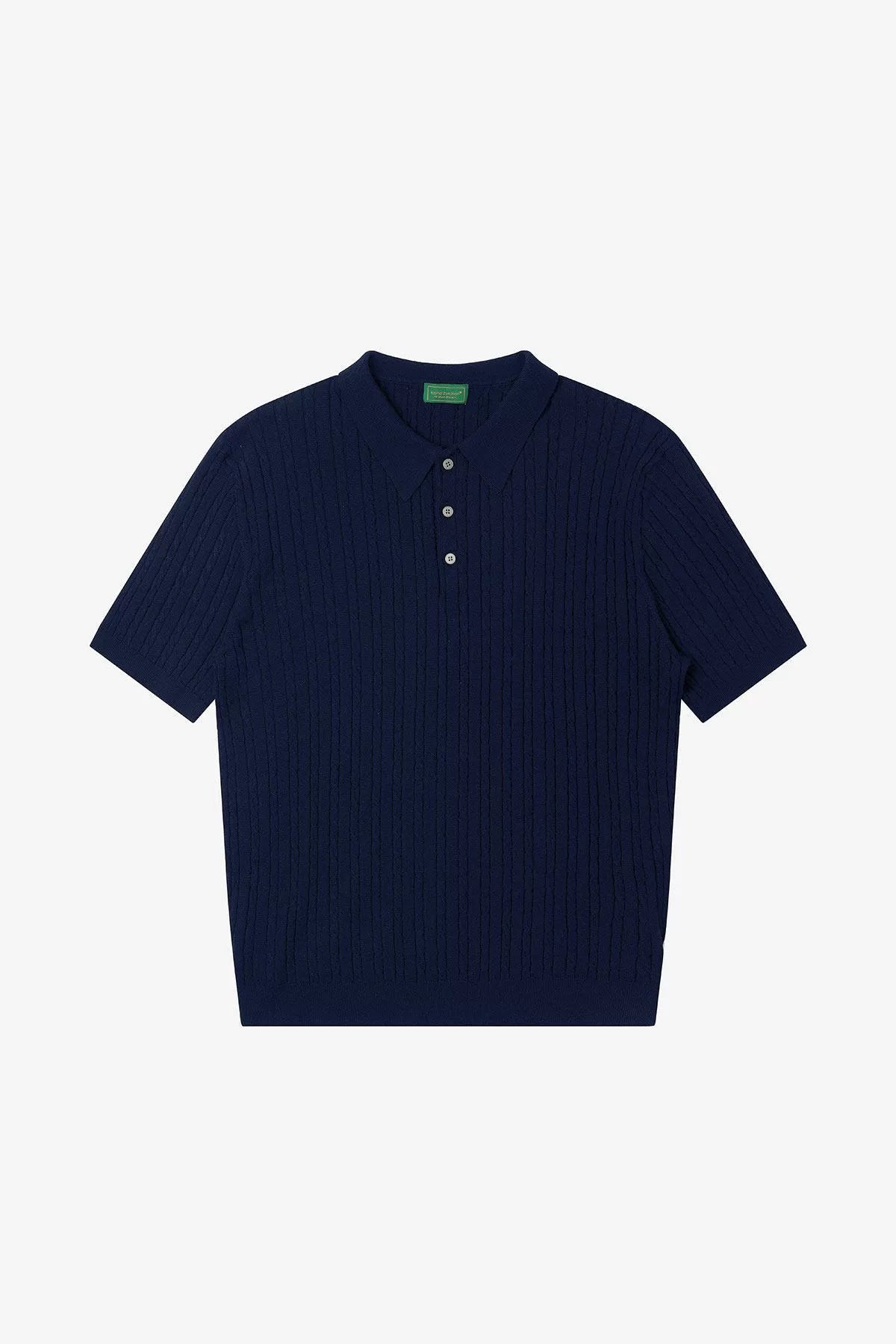 Relaxed Wool-Blend Cable Knit Polo Shirt
