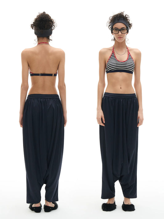 Navy Pinstripe Harem Pants product view