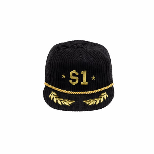 Vintage Corduroy Embroidered Flat Brim Trucker Hat