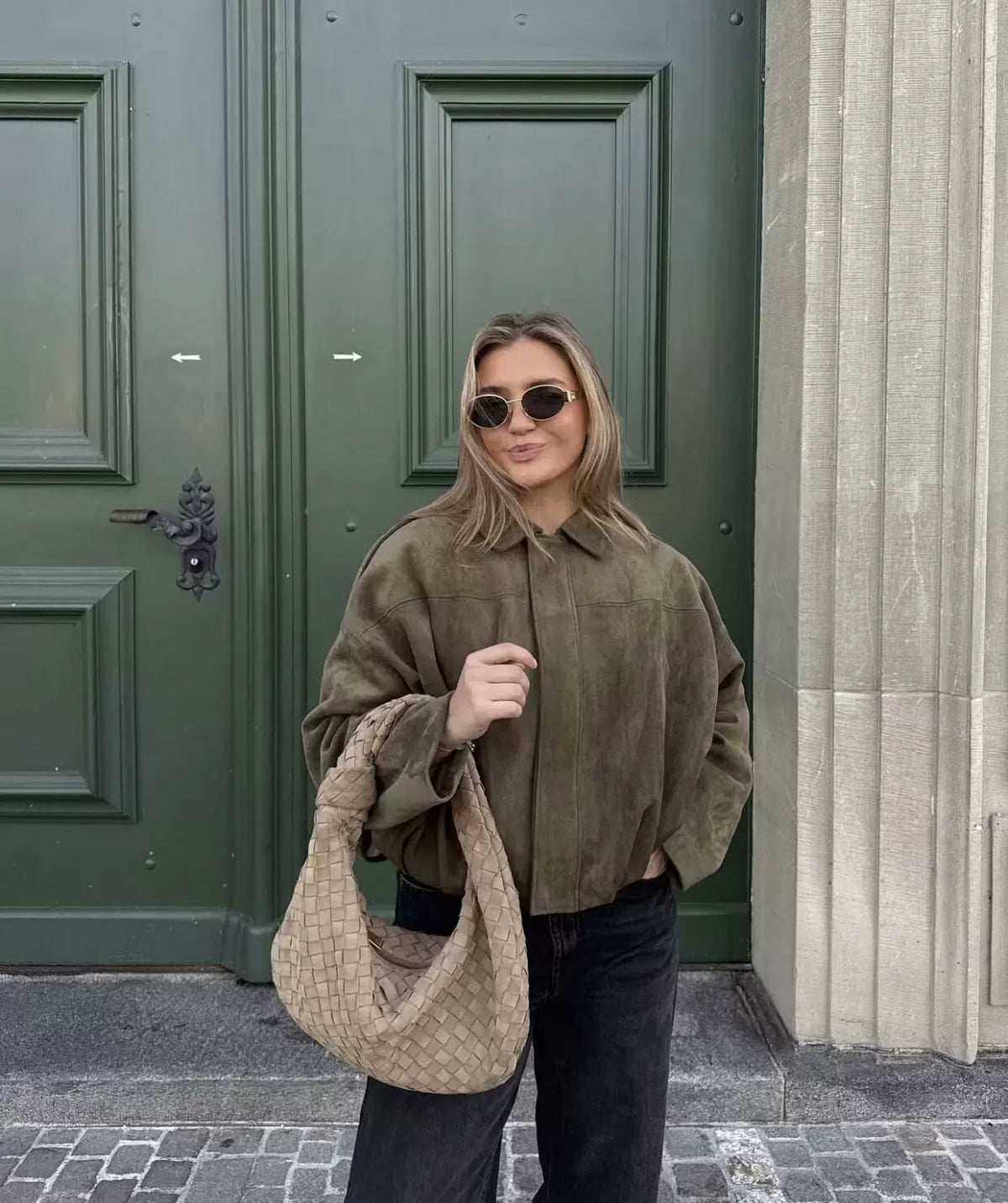 Relaxed Faux Suede Bomber Jacket