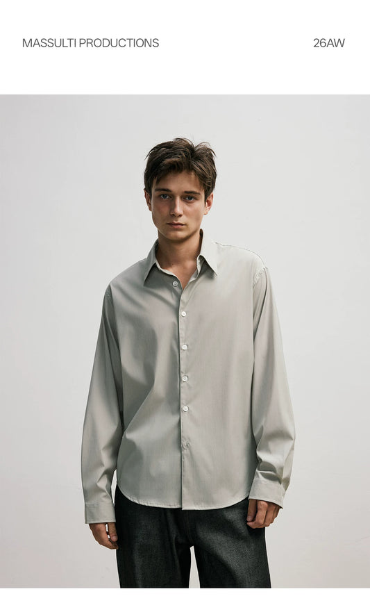 Machine-Washable Merino Wool Blend Minimalist Shirt