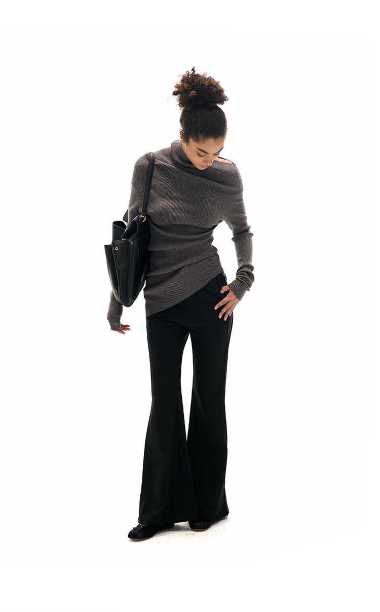 Textured Asymmetric Knit Sweater product view
