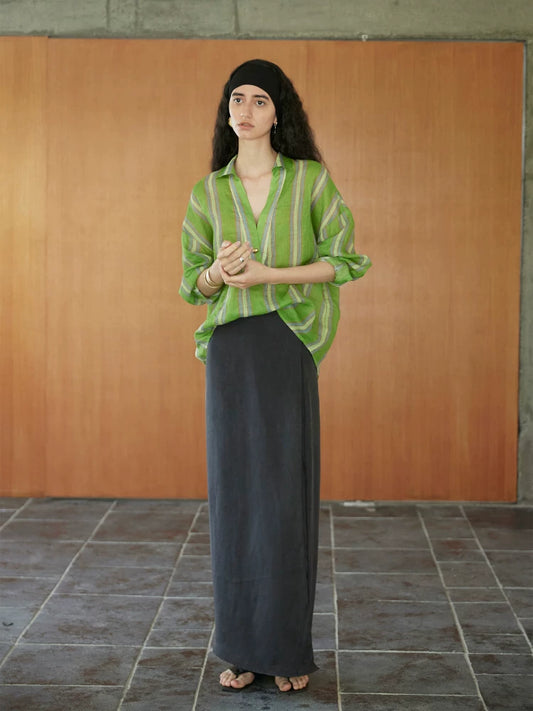 MOOFEEL Sheer Striped Ramie Shirt
