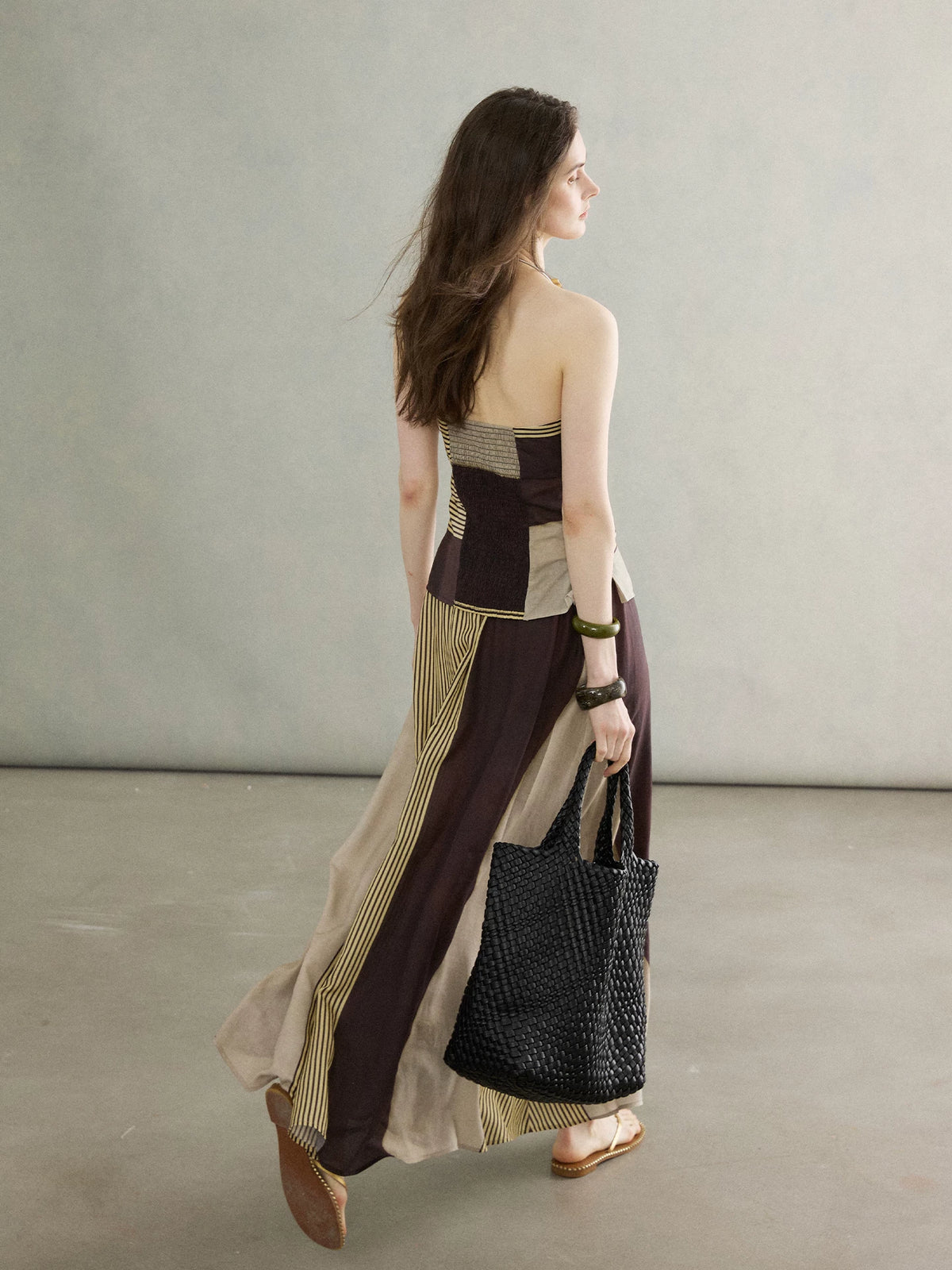 MOOFEEL Asymmetric Striped Skirt