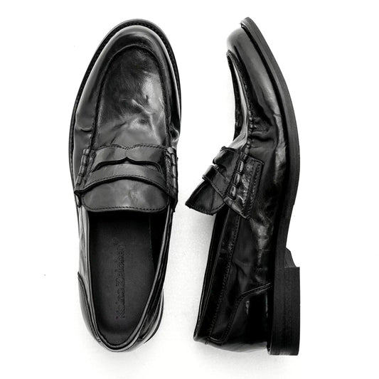 Italian Calf Leather Ruched Loafers