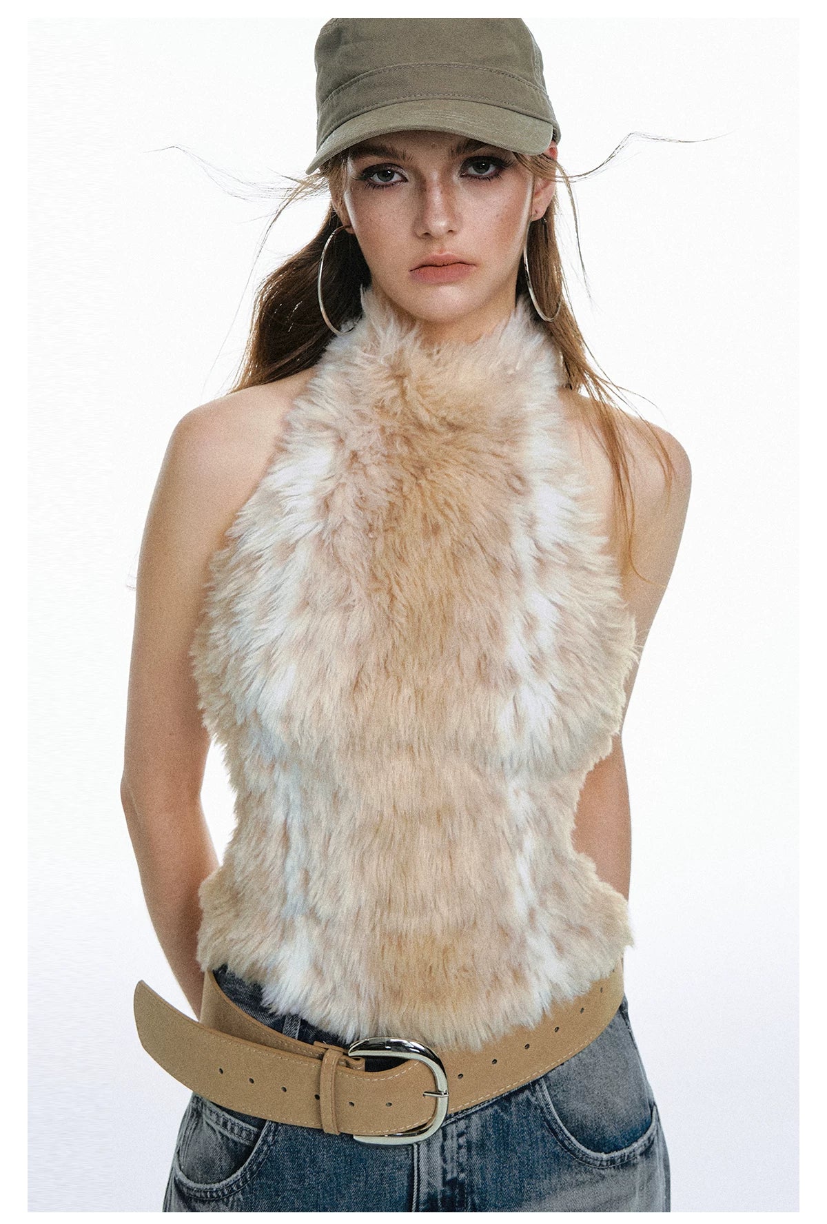 Leopard Faux-Fur Halter Top