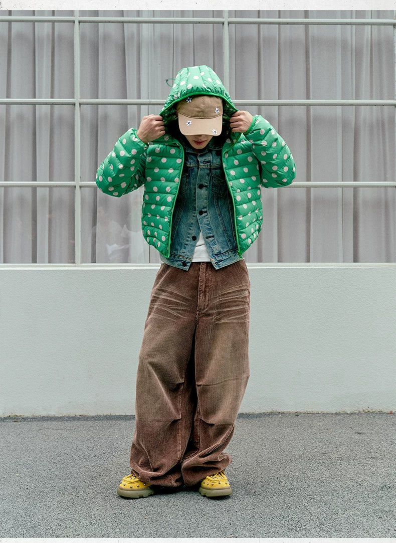 Polka Dot Down Jacket in black