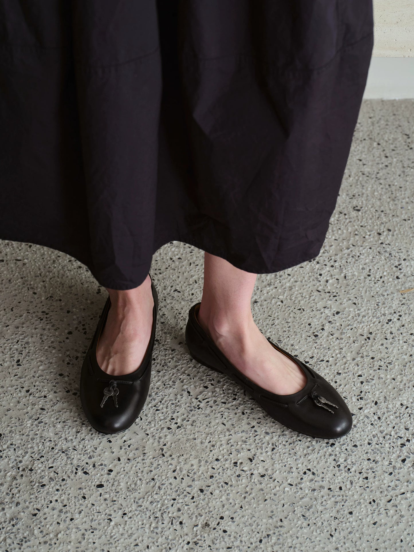 Vintage Key Embellished Ballet Flats