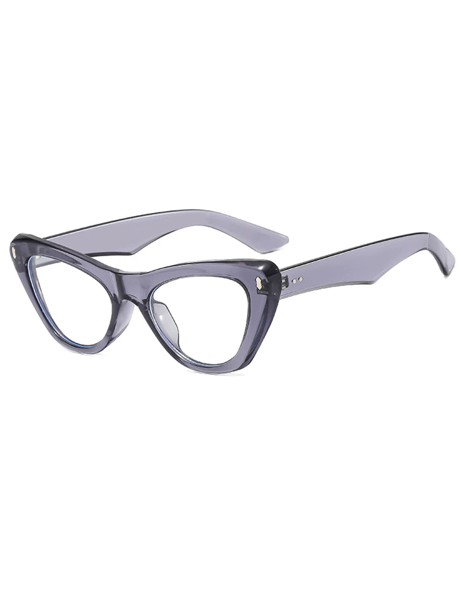 Translucent Grey Black Triangular Cat-Eye Glasses