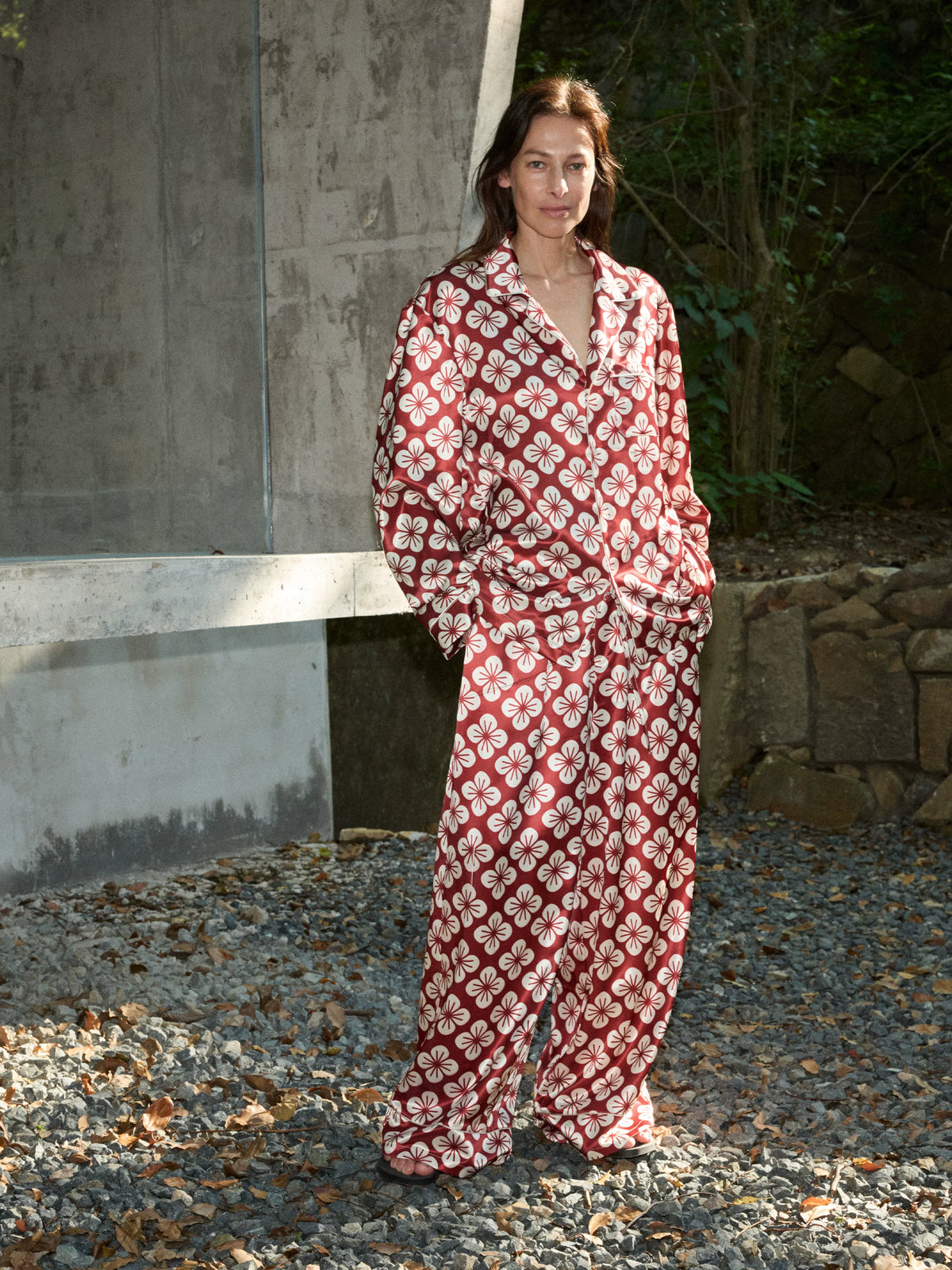 Cherry Blossom Satin Couples’ Pajama Set