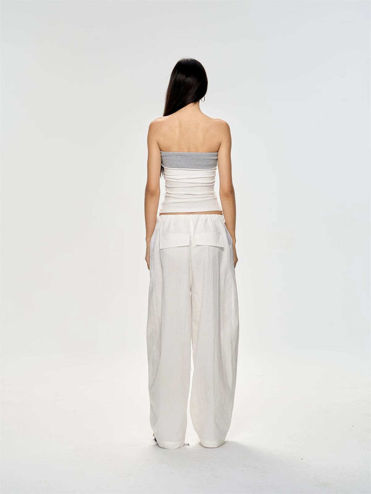 Chest Stripe Tie-Up Top