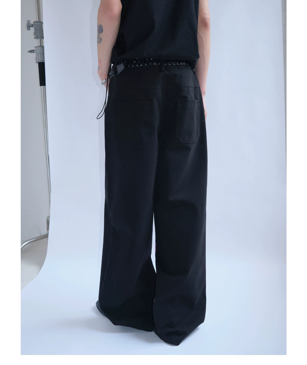Contrast Panel Washed Wide-Leg Pants