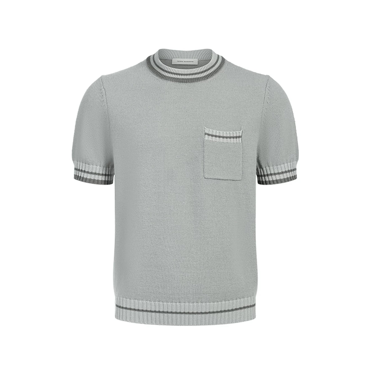 Contrast-Trim Knit Short-Sleeve Sweater