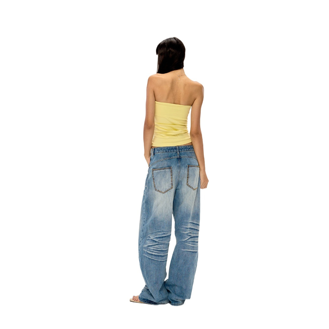 Graphic Print Strapless Bustier Top